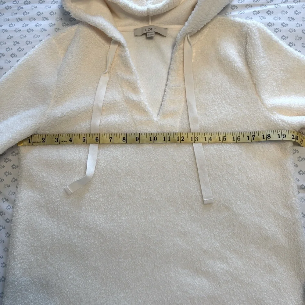 LOFT Cream Sherpa Size Small Hooded Sweatshirt - Picture 4 of 6